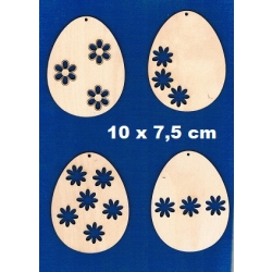 Jajko 10x7,5cm / komplet 4szt / jako zawieszka, ażur kwiatuszki / SKLEJKA #3mm
